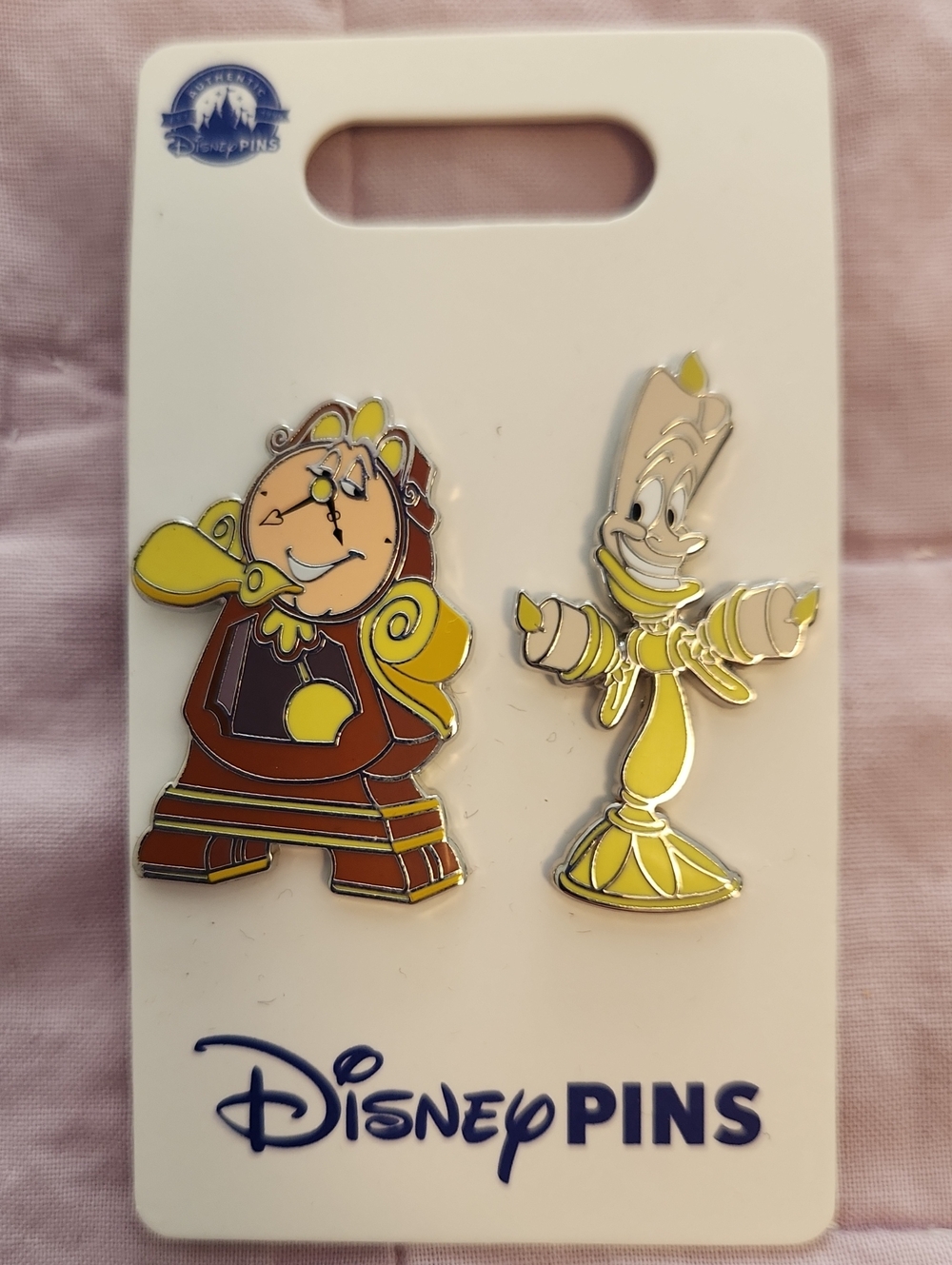 Disney Cogsworth & Lumiere Enamel Pin Duo - Yellow & Brown